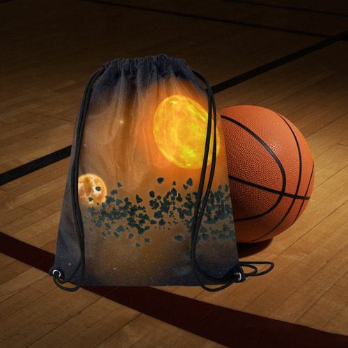 Space scenario - The Apocalypse Large Drawstring Bag Model 1604 (Twin Sides)  16.5"(W) * 19.3"(H)