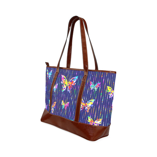 Butterflies On Dotted Lines Pattern Tote Handbag (Model 1642)