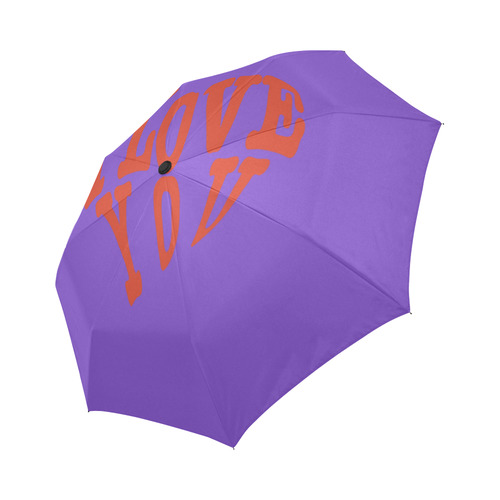 I  LOVE YOU Purple Auto-Foldable Umbrella (Model U04)