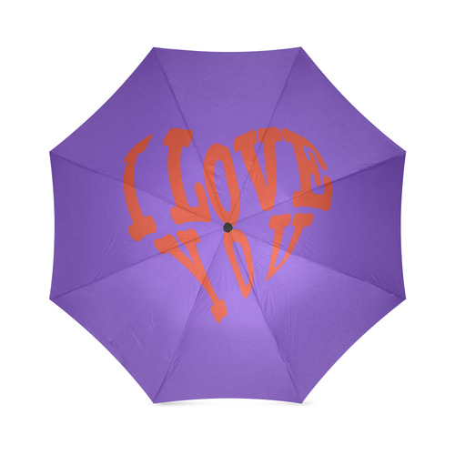 I  LOVE YOU Purple Foldable Umbrella (Model U01)