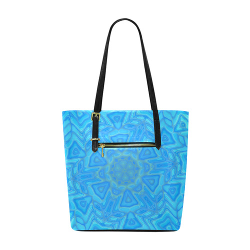 Blue Green and Turquoise Ice Flower Euramerican Tote Bag/Small (Model 1655)