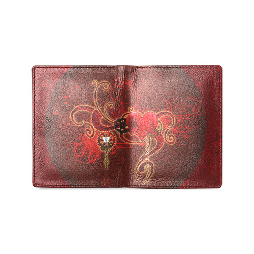 Wonderful steampunk design with heart Men's Leather Wallet (Model 1612)