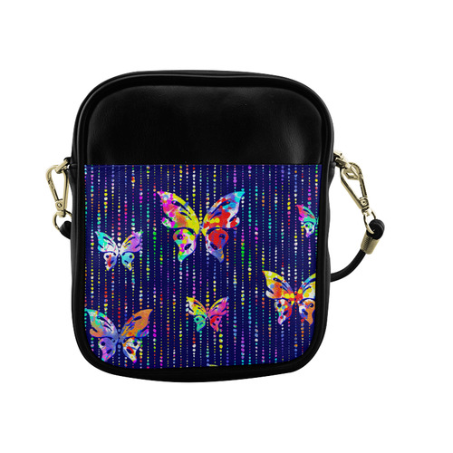 Butterflies On Dotted Lines Pattern Sling Bag (Model 1627)