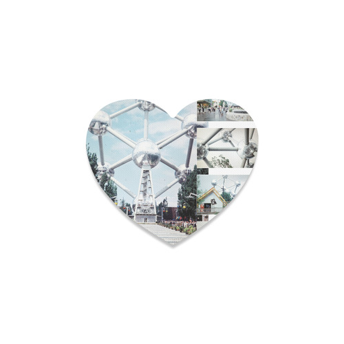 Vintage Brussels Atomium Collage Heart Coaster