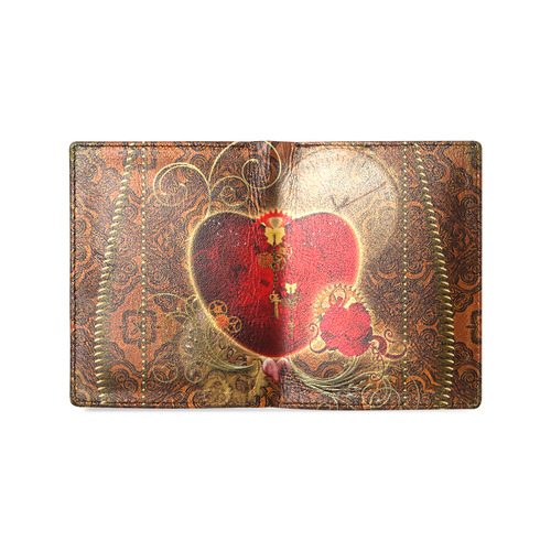 Steampunk, valentines heart with gears Men's Leather Wallet (Model 1612)