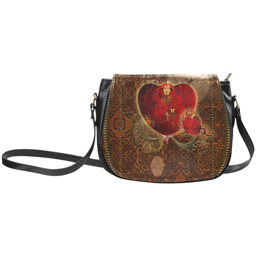 Steampunk, valentines heart with gears Classic Saddle Bag/Small (Model 1648)