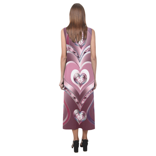 River Flowing Hearts Phaedra Sleeveless Open Fork Long Dress (Model D08)