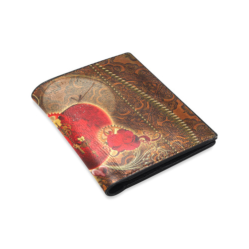 Steampunk, valentines heart with gears Men's Leather Wallet (Model 1612)