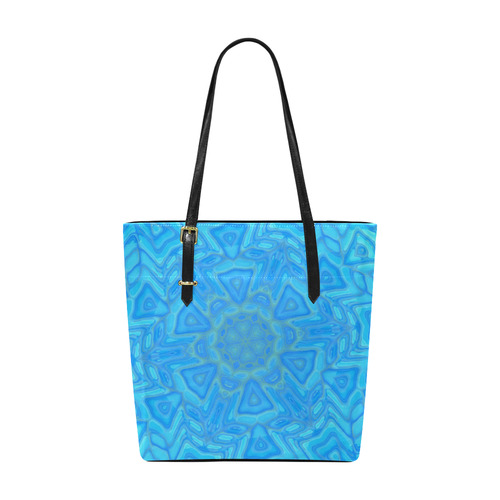 Blue Green and Turquoise Ice Flower Euramerican Tote Bag/Small (Model 1655)