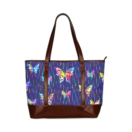 Butterflies On Dotted Lines Pattern Tote Handbag (Model 1642)