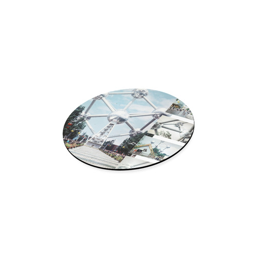 Vintage Brussels Atomium Collage Round Coaster