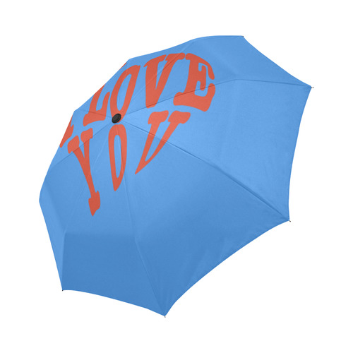I  LOVE YOU Blue Auto-Foldable Umbrella (Model U04)