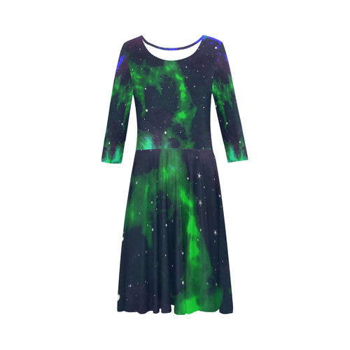 fantasy milky way B by JamColors Elbow Sleeve Ice Skater Dress (D20)