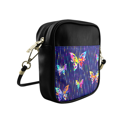 Butterflies On Dotted Lines Pattern Sling Bag (Model 1627)