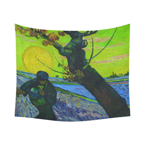Vincent van Gogh The Sower Landscape Cotton Linen Wall Tapestry 60"x 51"