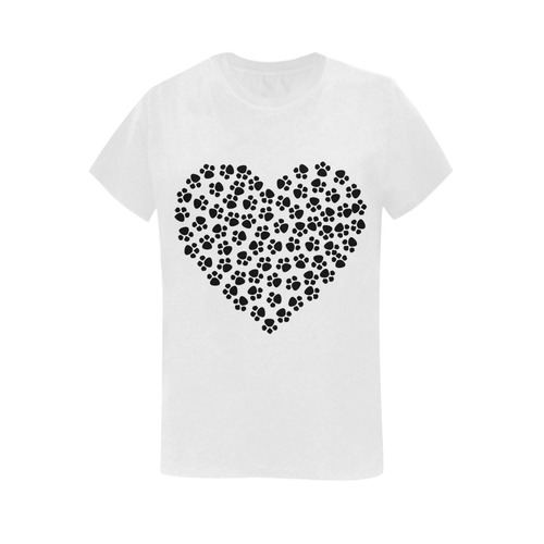 Heart Filled With PawPrints Women's T-Shirt in USA Size (Two Sides Printing)