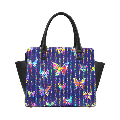 Butterflies On Dotted Lines Pattern Classic Shoulder Handbag (Model 1653)