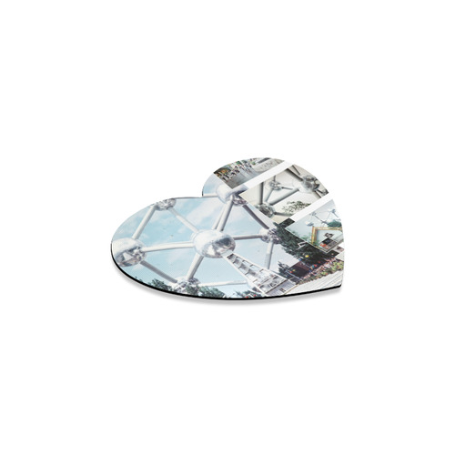 Vintage Brussels Atomium Collage Heart Coaster