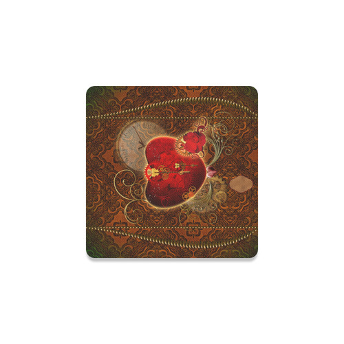 Steampunk, valentines heart with gears Square Coaster