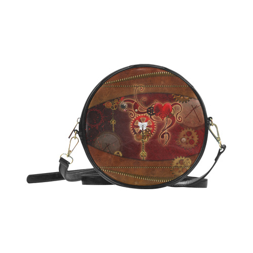 steampunk, hearts, clocks and gears Round Sling Bag (Model 1647)
