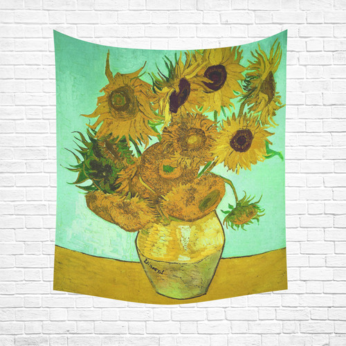 Vincent van Gogh Sunflowers in a Vase Cotton Linen Wall Tapestry 51"x 60"
