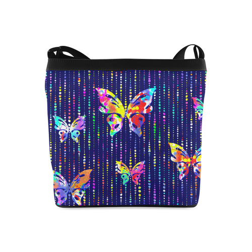 Butterflies On Dotted Lines Pattern Crossbody Bags (Model 1613)