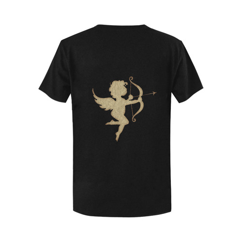 Gold Cupid Black Women's T-Shirt in USA Size (Two Sides Printing)