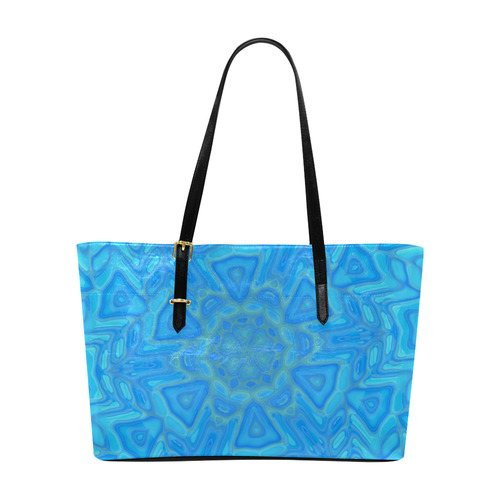 Blue Green and Turquoise Ice Flower Euramerican Tote Bag/Large (Model 1656)