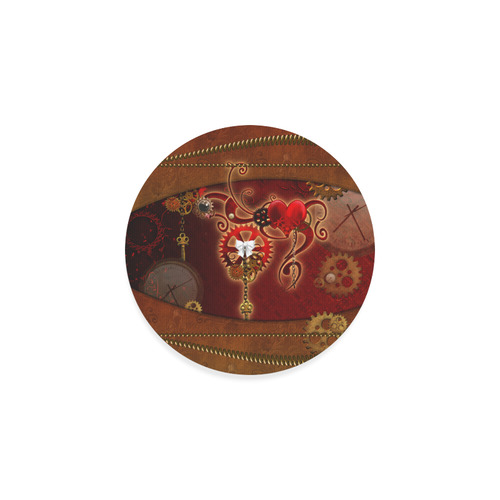 steampunk, hearts, clocks and gears Round Coaster