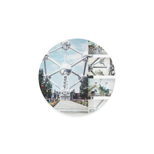 Vintage Brussels Atomium Collage Round Coaster