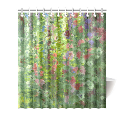 Hollyhocks Floral Landscape after Stark Shower Curtain 66"x72"