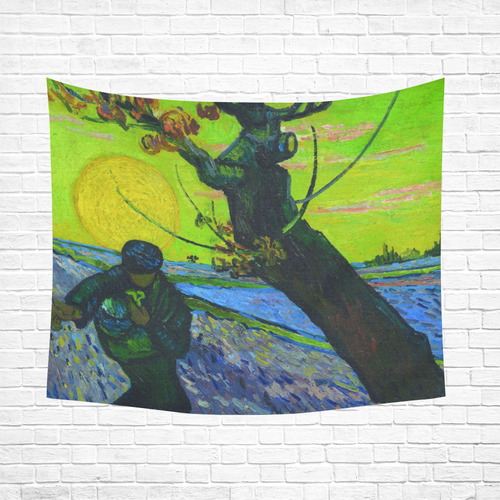 Vincent van Gogh The Sower Landscape Cotton Linen Wall Tapestry 60"x 51"