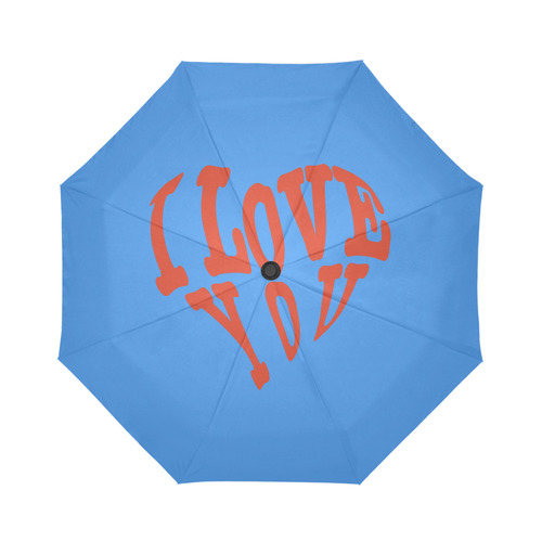 I  LOVE YOU Blue Auto-Foldable Umbrella (Model U04)