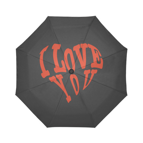 I  LOVE YOU Black Auto-Foldable Umbrella (Model U04)