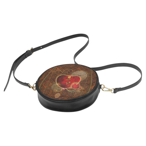 Steampunk, valentines heart with gears Round Sling Bag (Model 1647)