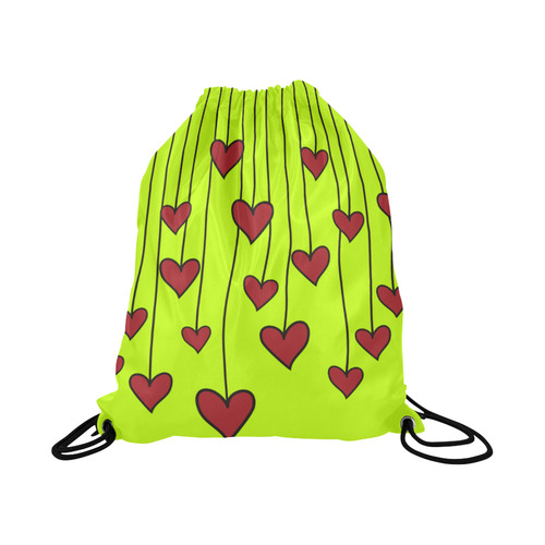Waving Love Heart Garland Curtain Large Drawstring Bag Model 1604 (Twin Sides)  16.5"(W) * 19.3"(H)