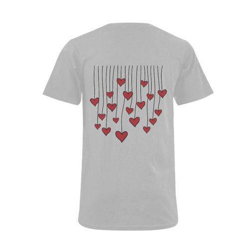 Waving Love Heart Garland Curtain Men's V-Neck T-shirt  Big Size(USA Size) (Model T10)