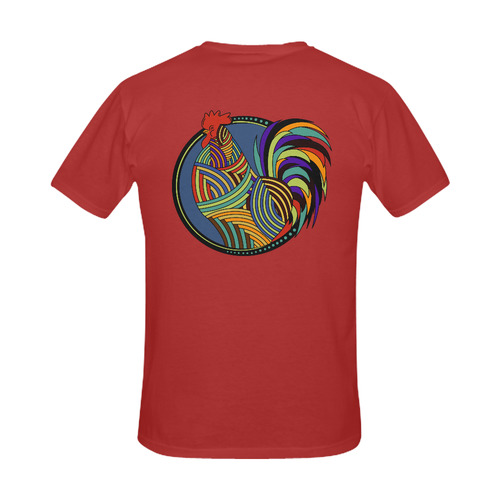 Geometric Art Colorful Rooster Button Men's Slim Fit T-shirt (Model T13)