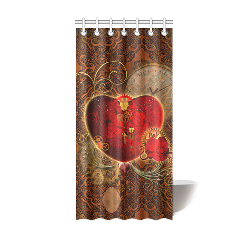 Steampunk, valentines heart with gears Shower Curtain 36"x72"
