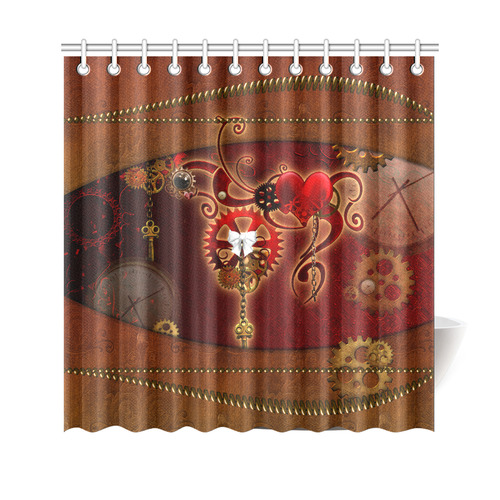 steampunk, hearts, clocks and gears Shower Curtain 69"x70"