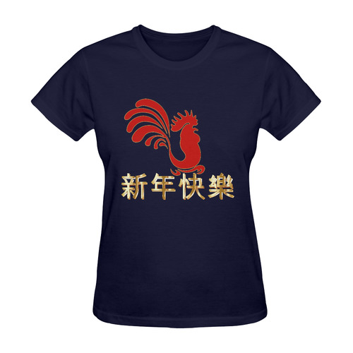Chinese Happy New Year Rooster Gold Red Sunny Women's T-shirt (Model T05)