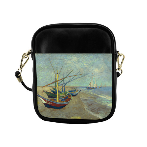 Vincent van Gogh Fishing Boats Beach Sling Bag (Model 1627)