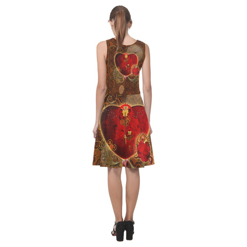 Steampunk, valentines heart with gears Atalanta Casual Sundress(Model D04)