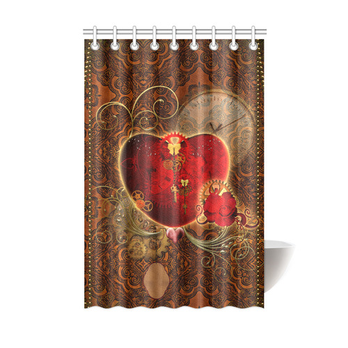 Steampunk, valentines heart with gears Shower Curtain 48"x72"