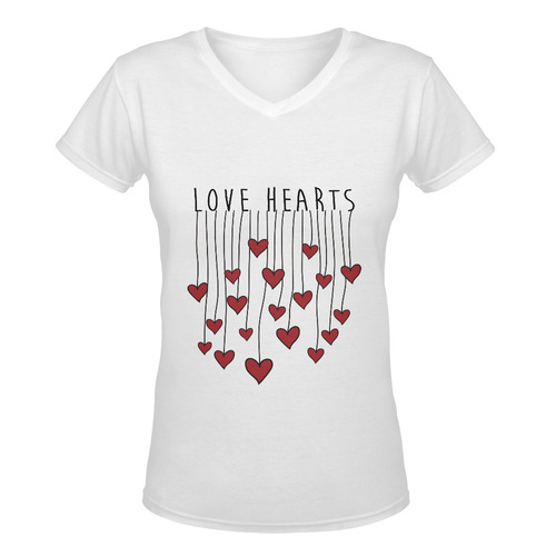 Words LOVE HEARTS Waving Garland Curtain Women's Deep V-neck T-shirt (Model T19)