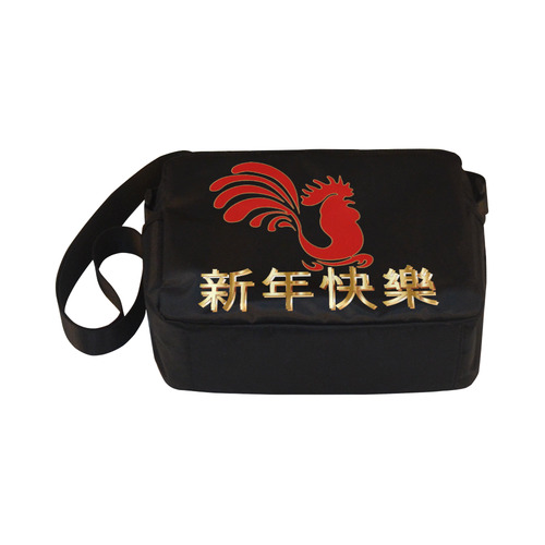 Chinese Happy New Year Rooster Gold Red Classic Cross-body Nylon Bags (Model 1632)