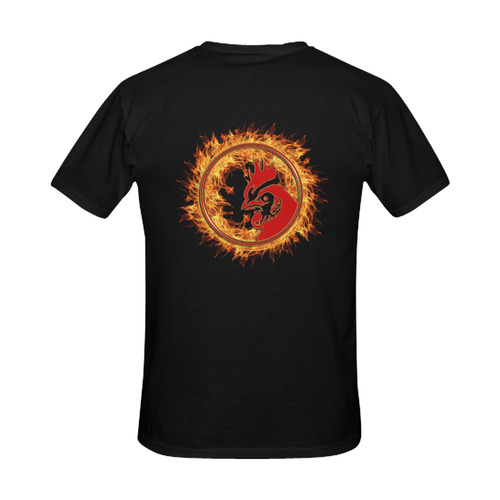 Gold Red Fire Rooster Button Men's Slim Fit T-shirt (Model T13)