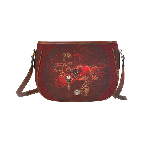 Wonderful steampunk design with heart Saddle Bag/Large (Model 1649)