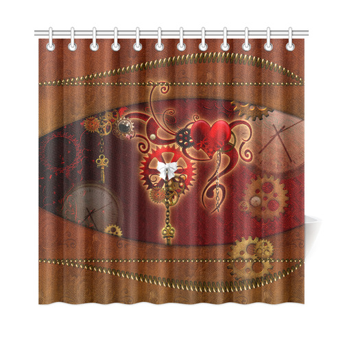 steampunk, hearts, clocks and gears Shower Curtain 72"x72"