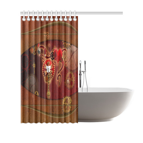 steampunk, hearts, clocks and gears Shower Curtain 69"x70"